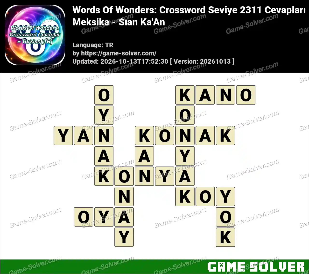 Words Of Wonders: Crossword Seviye 2311 Cevapları – Meksika – Sıan Ka’An